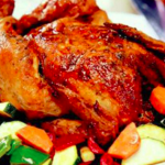 Pollo asado con verduras